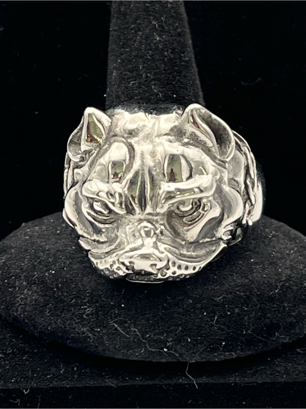 Stainless Steel Silver Pitt Bull Dog Ring
